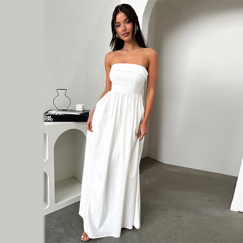 Fashion Tube Top A Swing Long Dress