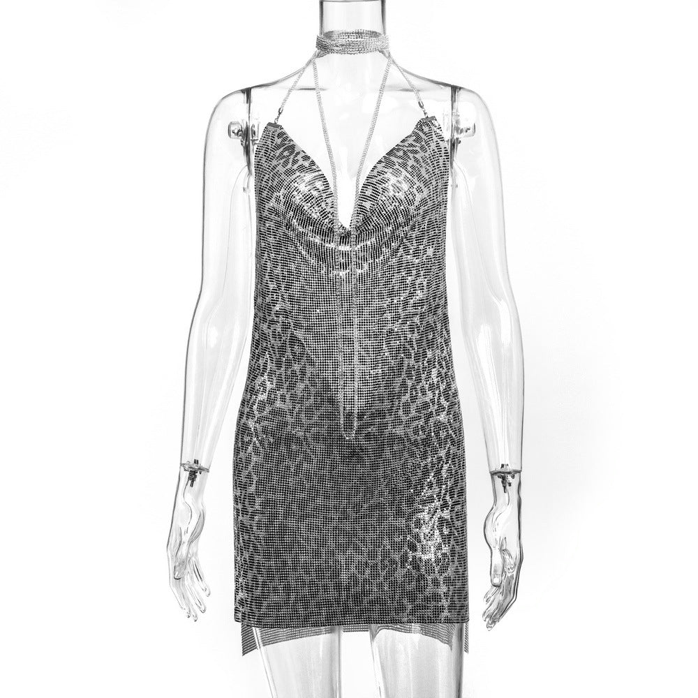 Ali Metal Sequins Dress Rhinestone Women