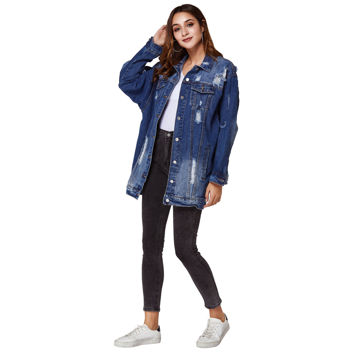 Denim Women's Water Washed Hole Coat