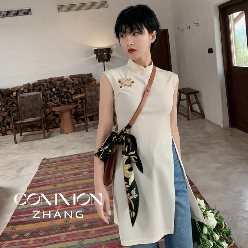 Fashion Women's Chinese-style Retro Improved Cheongsam Sleeveless Top