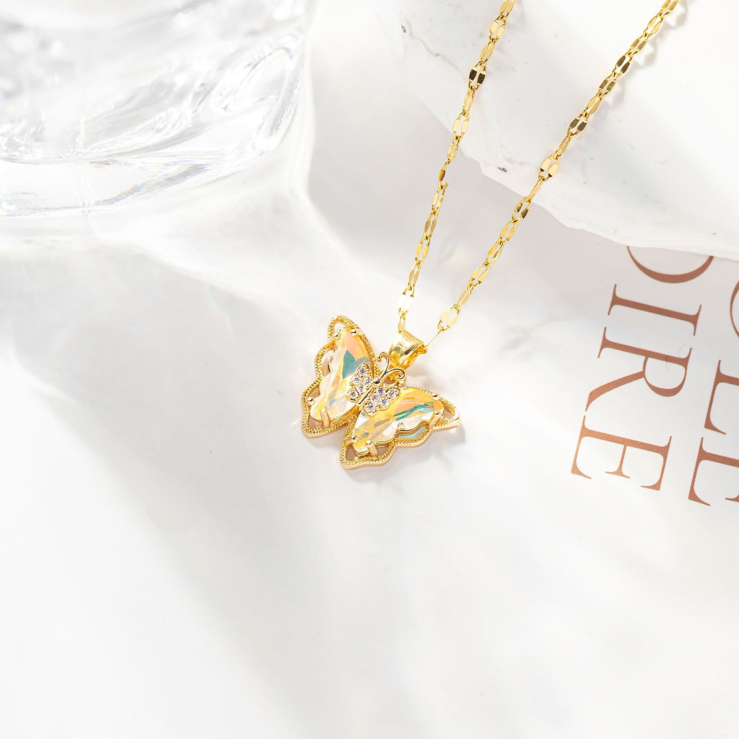 Necklace Female Micro Inlaid Zircon Butterfly Fashion Simple Clavicle Chain