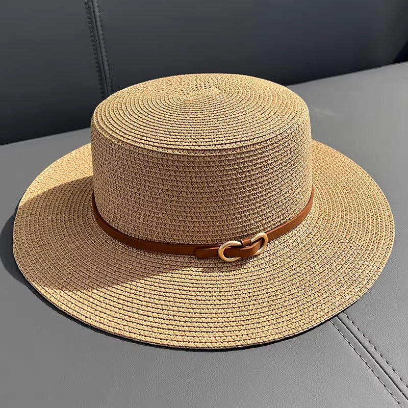 Flat Straw Hat Women's Summer Seaside UV Protection