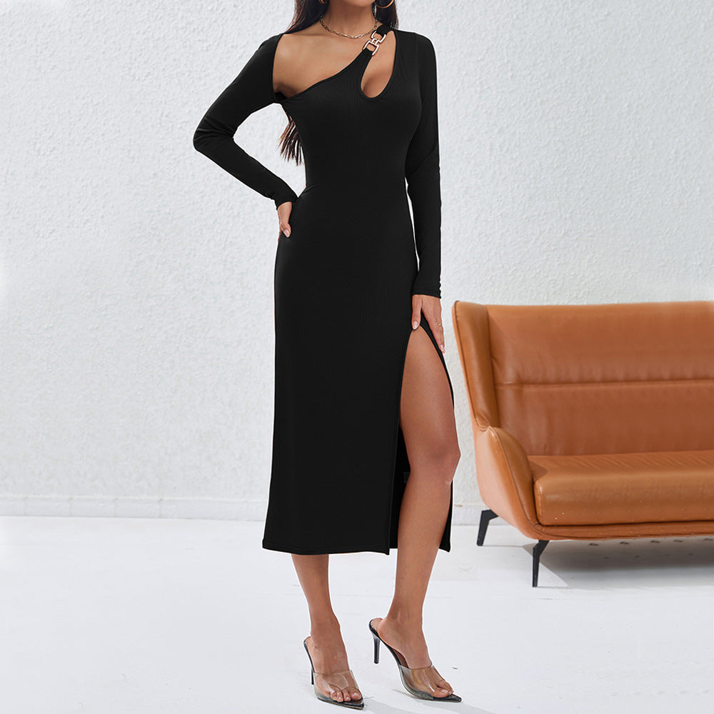 Women's Fashion Solid Color Off-shoulder Dress