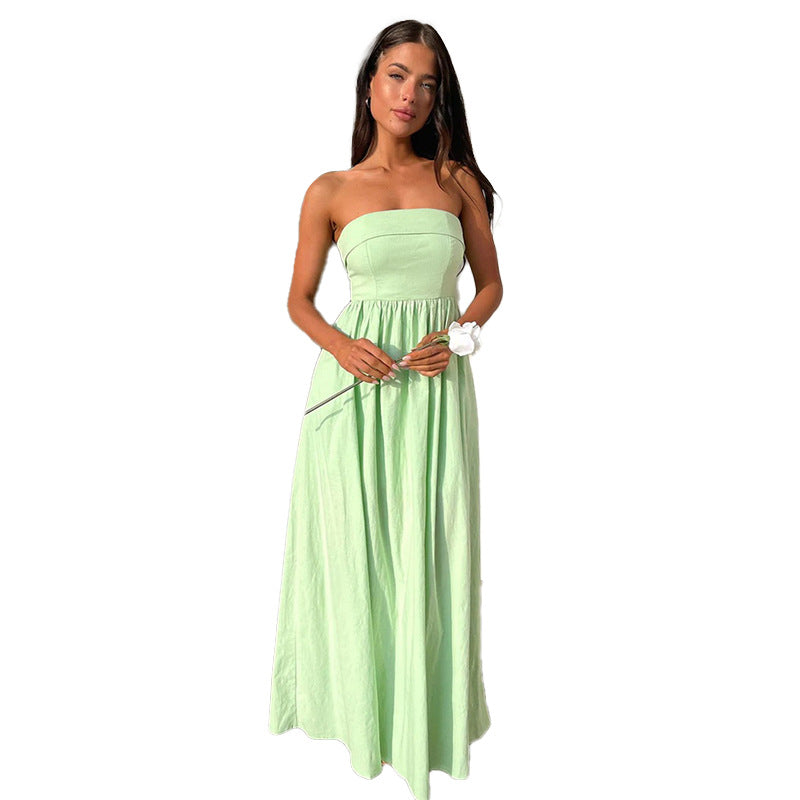 Fashion Tube Top A Swing Long Dress