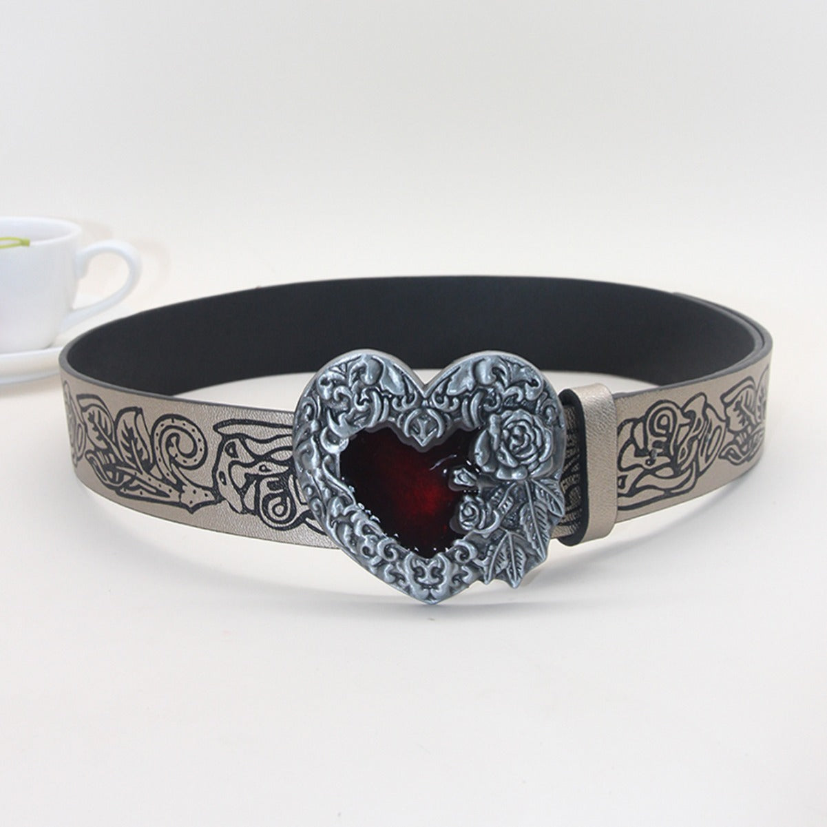 Vintage Punk Style Retro Embossing Love Belt Y2g