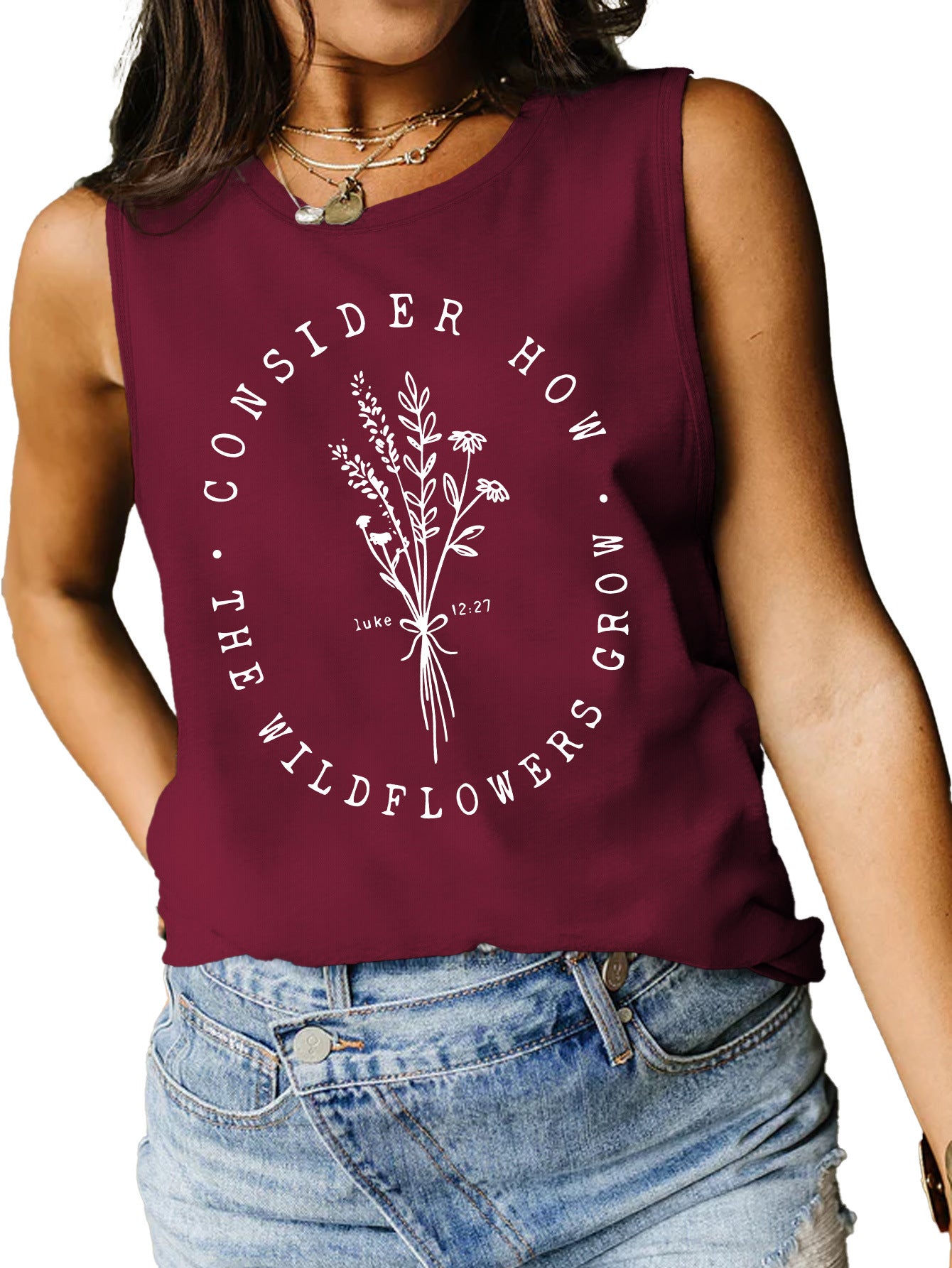 Consider How the wild Flowers Letter Print Loose shirt Vest
