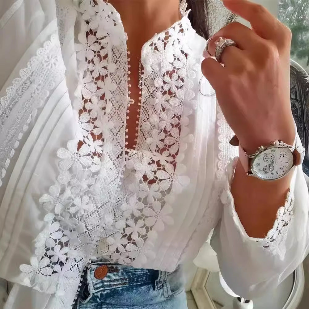 Lace Floral Long Sleeve Shirt