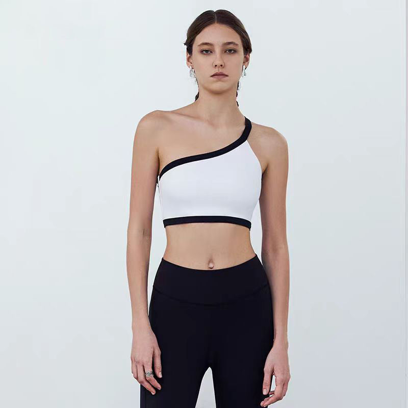 One-word Diagonal Shoulder Design Nude Feel Yoga outfit