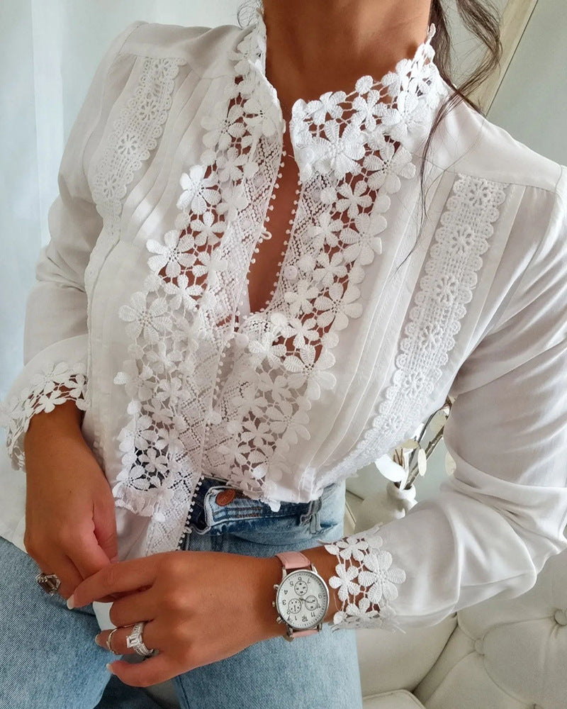 Lace Floral Long Sleeve Shirt