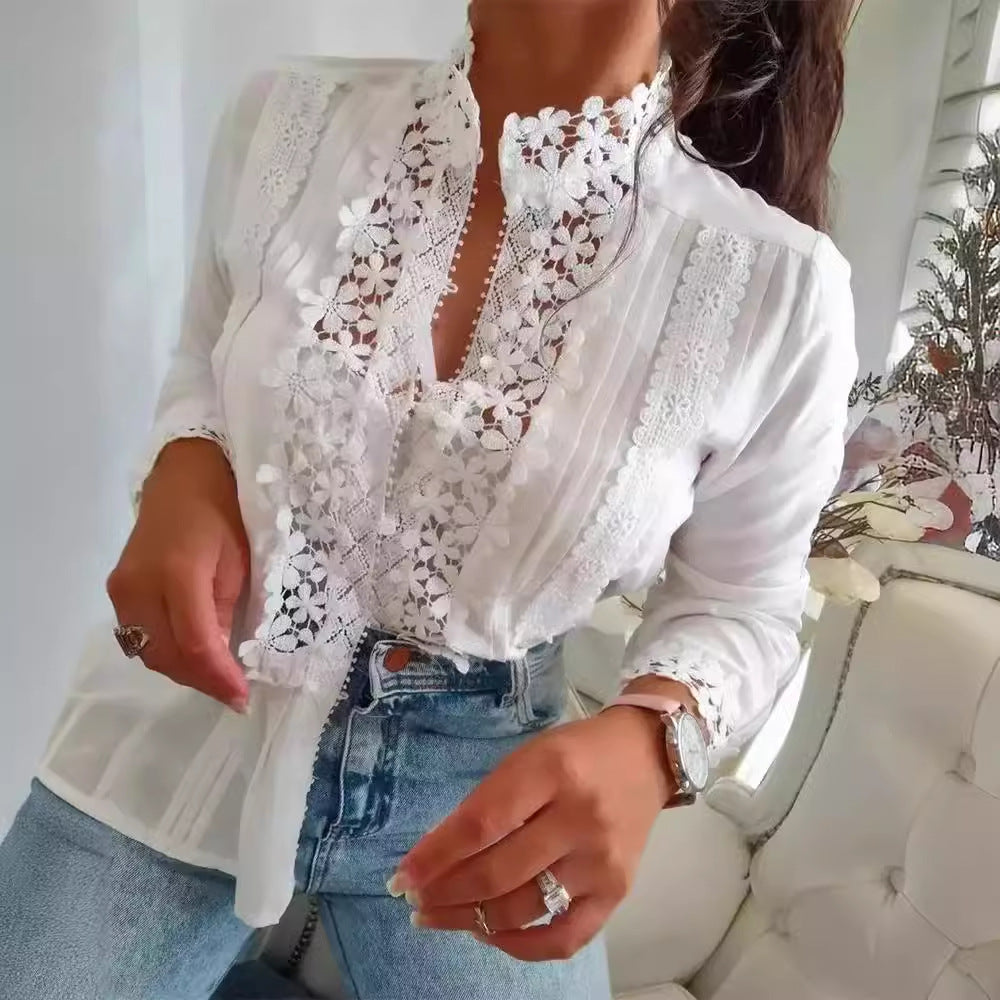 Lace Floral Long Sleeve Shirt