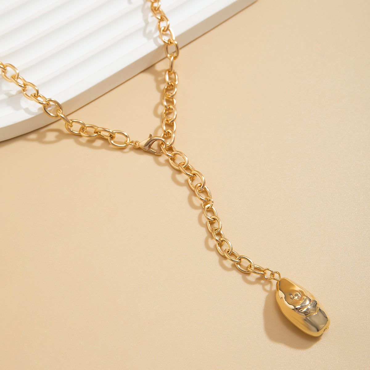 Vintage Women's Irregular Golden Bean Pendant Necklace