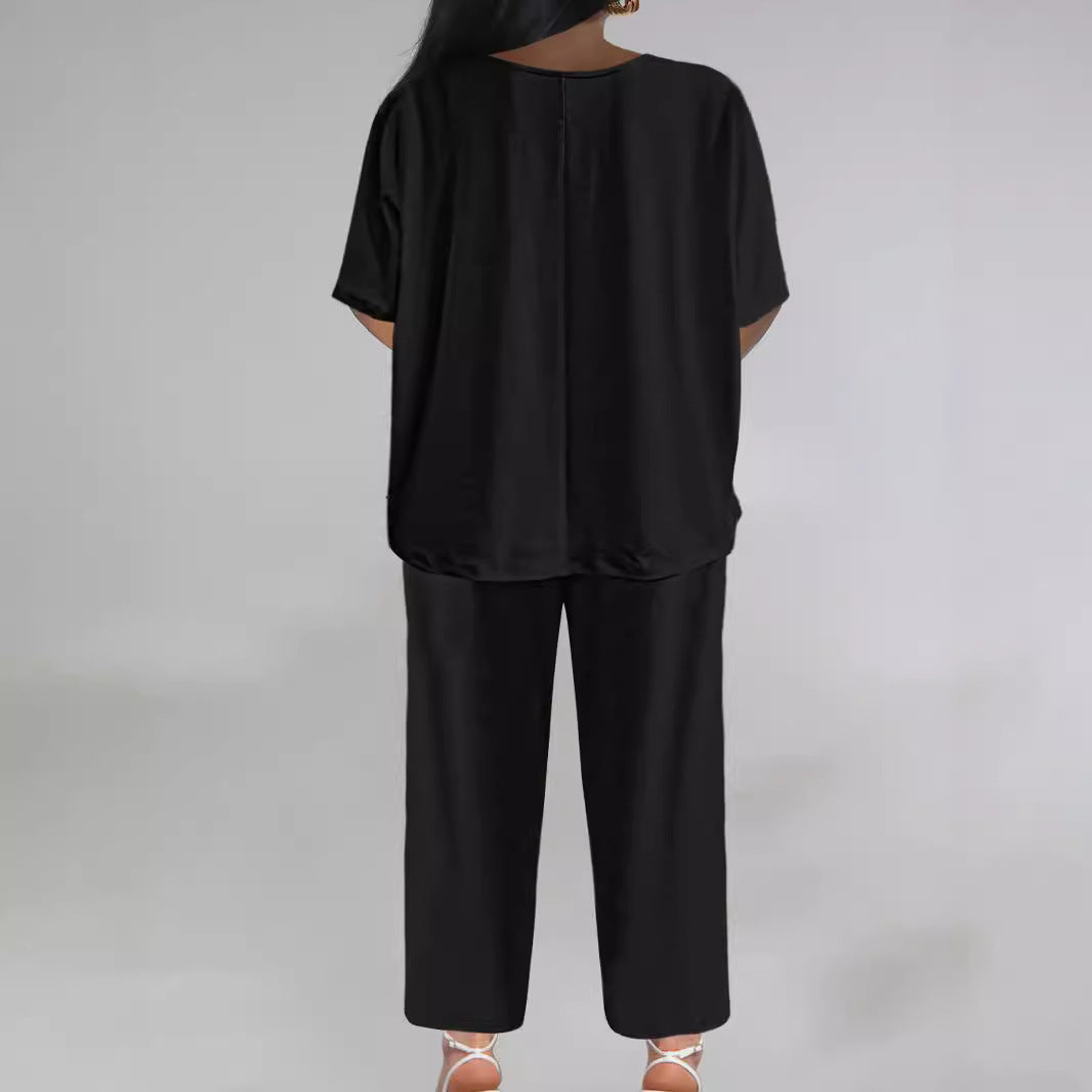 Batwing Sleeve Loose top and Wide Leg Pants outfit