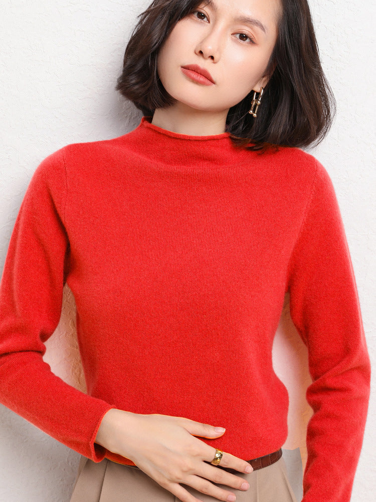 New Simple Half Collar Cashmere Sweater Loose Women's Sweater