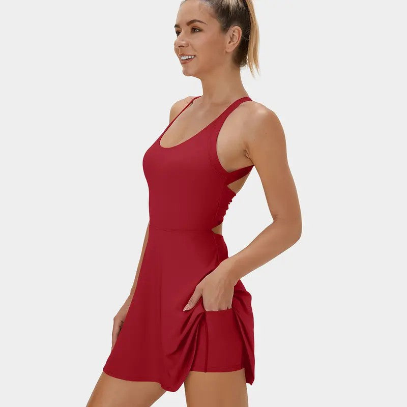 Women's Backless Sports Dress High Elastic