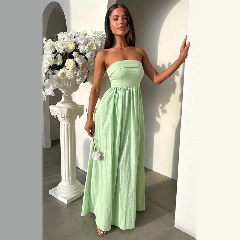 Fashion Tube Top A Swing Long Dress