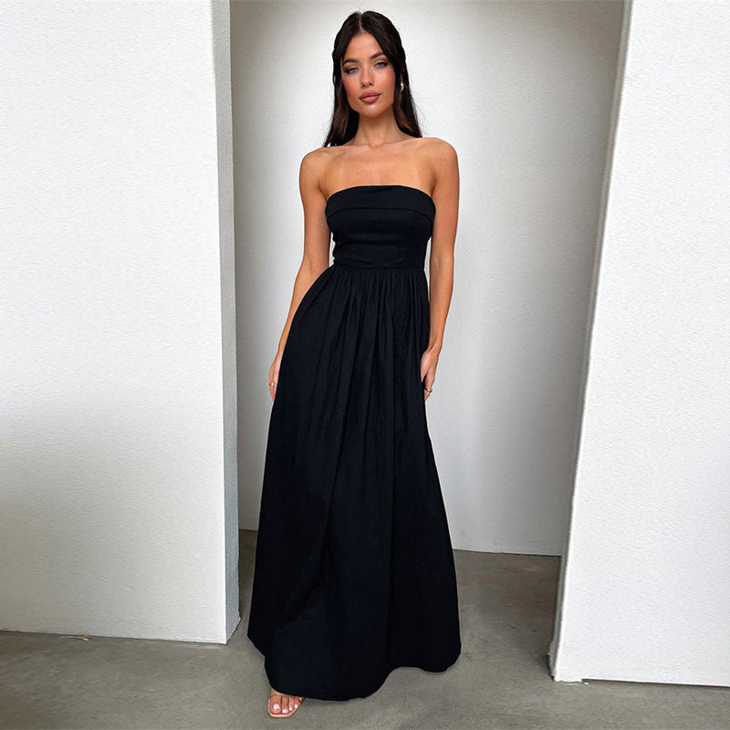 Fashion Tube Top A Swing Long Dress