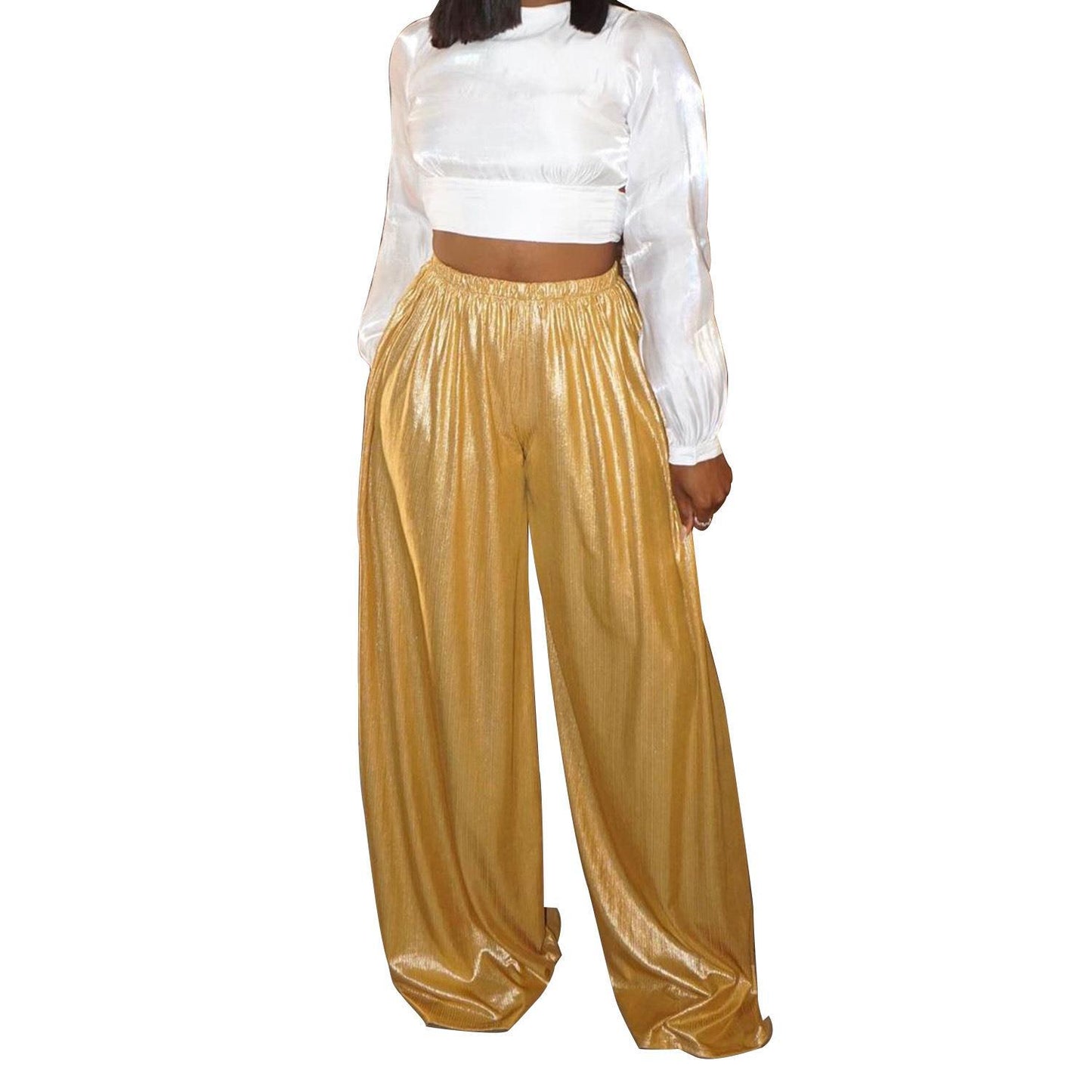 Casual Bronzing Wide-leg Pants Women's Trousers