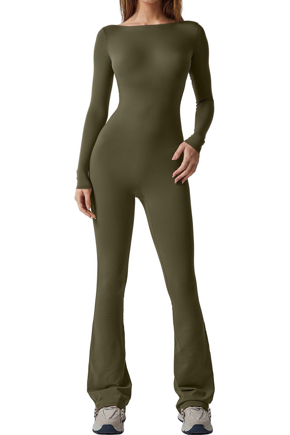 Bodied Solid Color Long Sleeve Jumpsuit