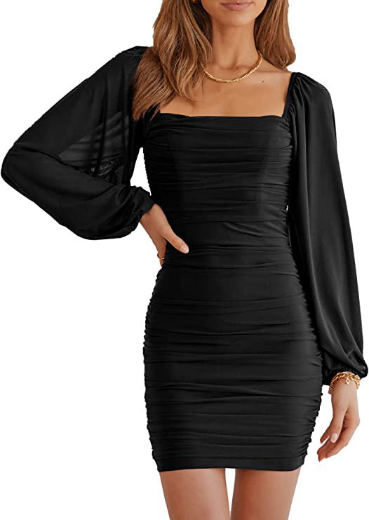 Skinny Dress Stretch Mesh Slim Fit