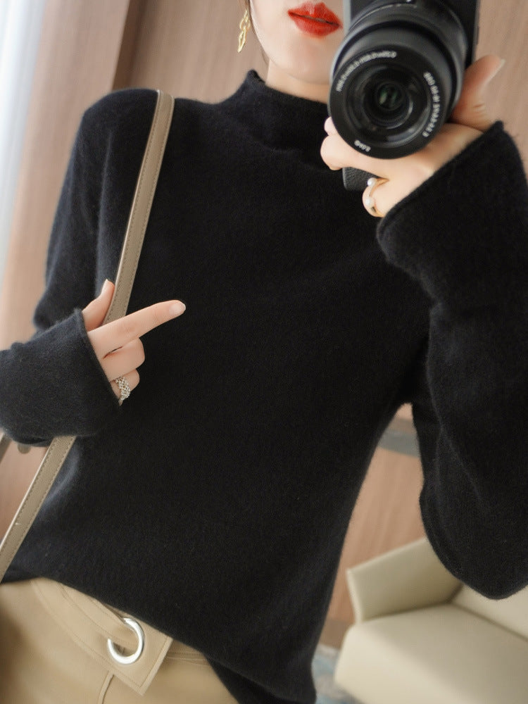 New Simple Half Collar Cashmere Sweater Loose Women's Sweater