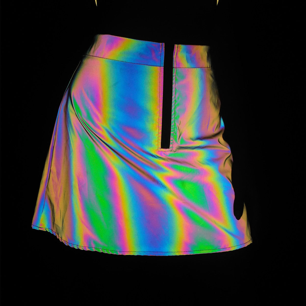 Glow Party Women's Fashion Colorful Reflective Top Skirt set