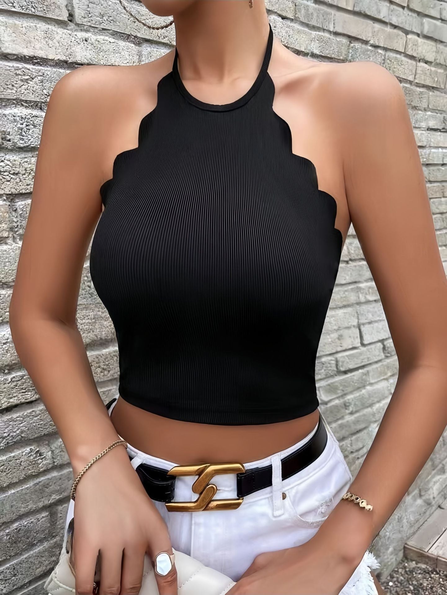 Solid Color Halter Sling top