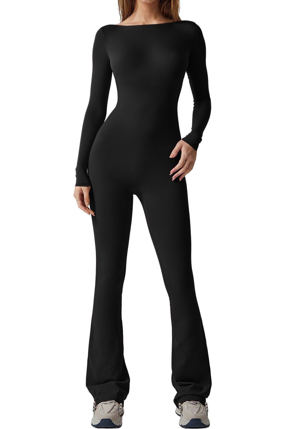 Bodied Solid Color Long Sleeve Jumpsuit