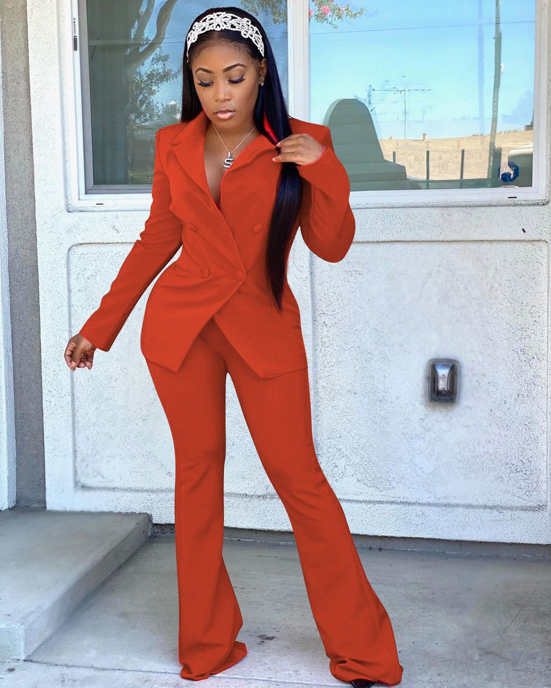 Fashion Money Queen Casual Solid Color Suit