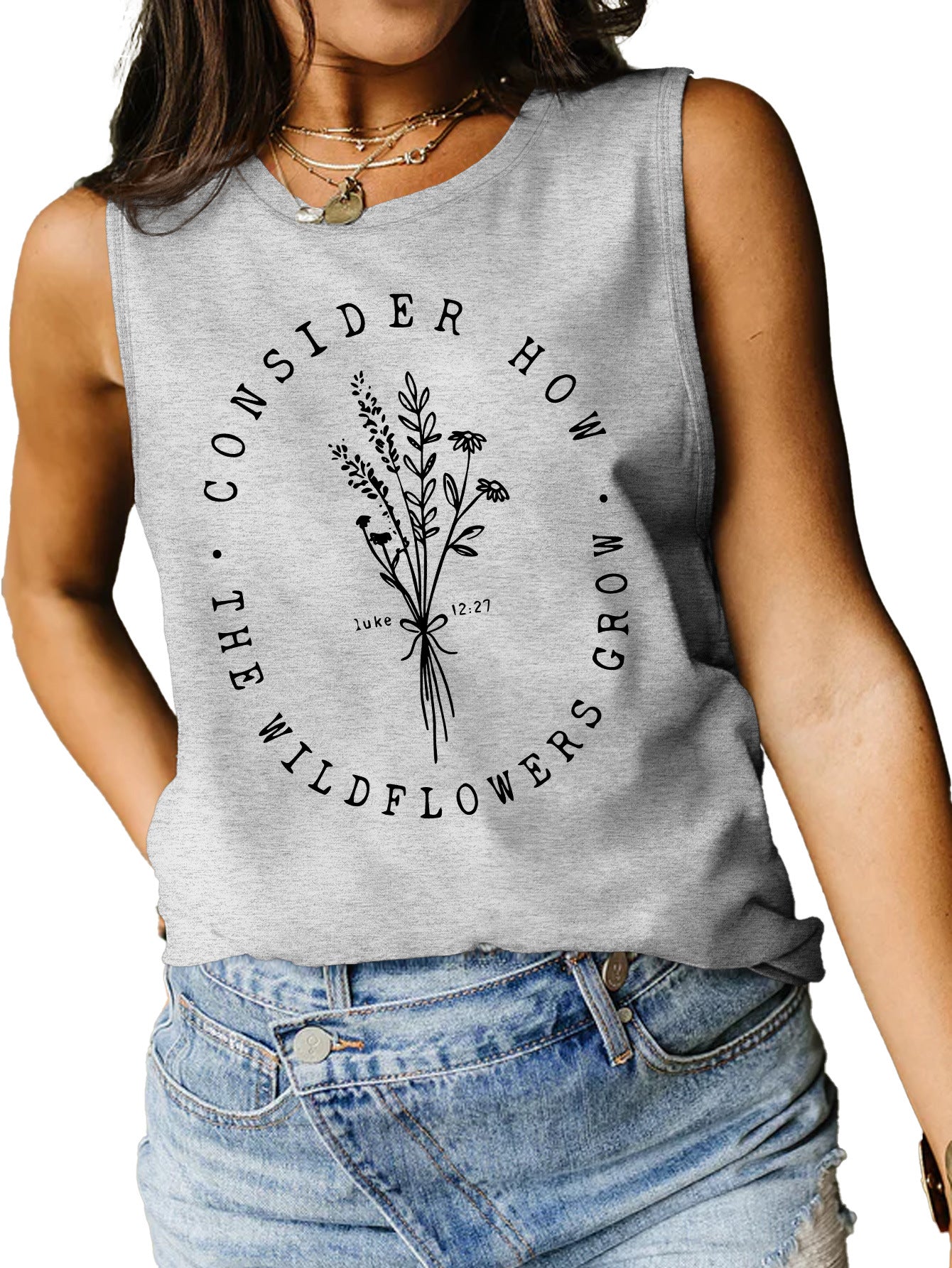 Consider How the wild Flowers Letter Print Loose shirt Vest