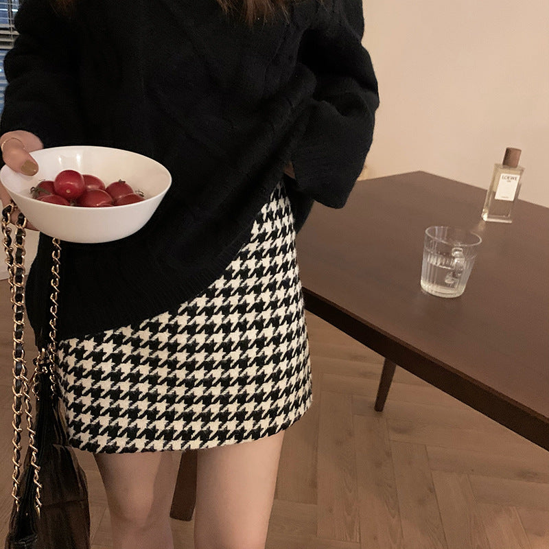 Houndstooth Classic Style A- Line Skirt