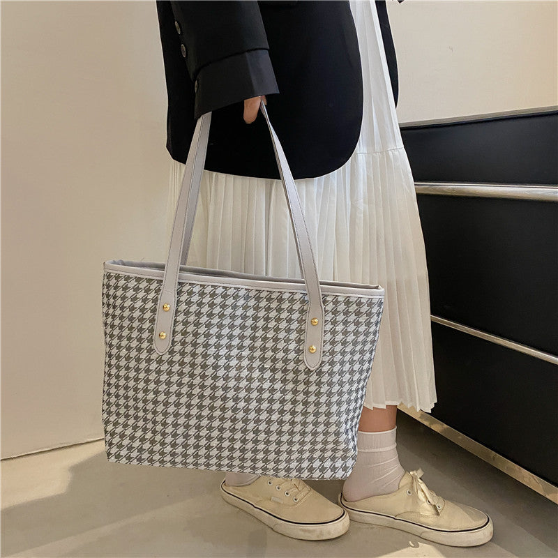 Large Capacity Houndstooth Bag For Women