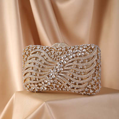 Bow Ribbon Diamond Evening Bag Hollow Rhinestone Banquet European And American Clutch