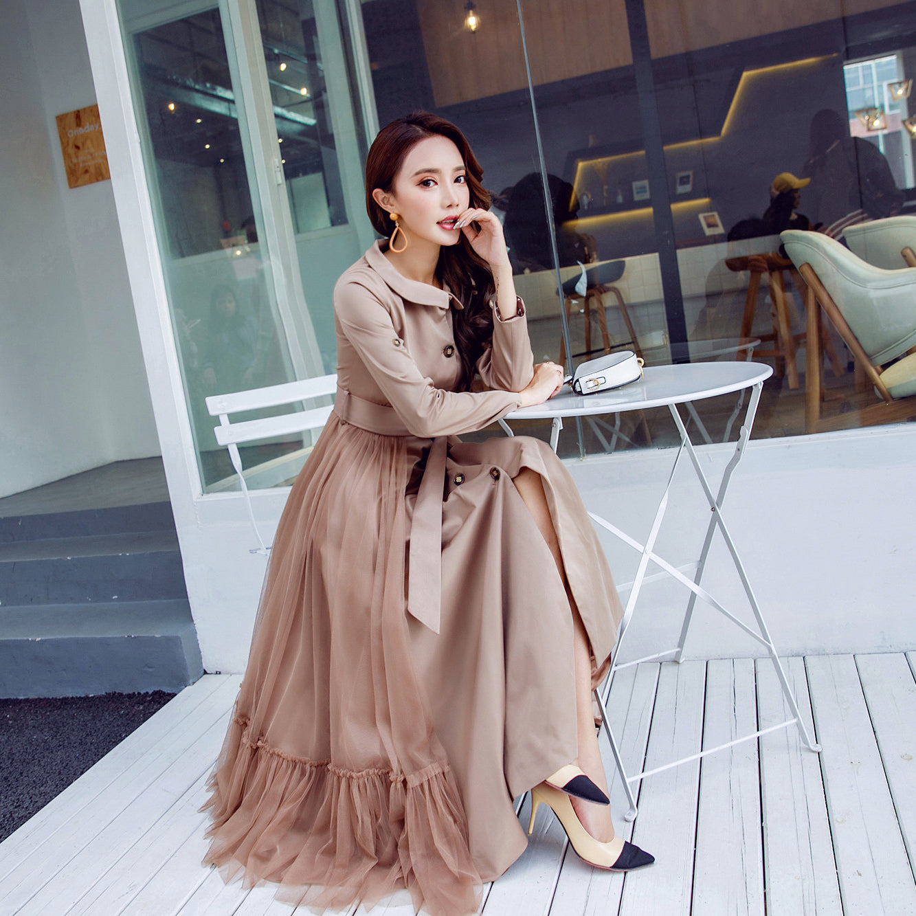 Retro Long Dress Minimalist Slim Fit Coat