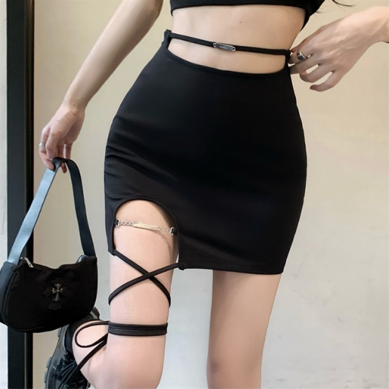 Women's Slim-fit High Waist Sheath Fashion Tie Skirt