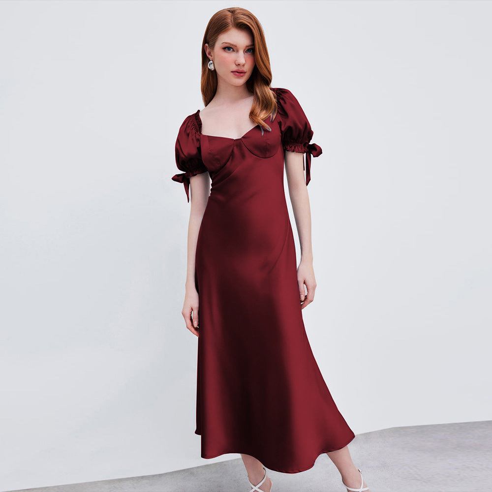 Fishtail Party Satin Red Dress