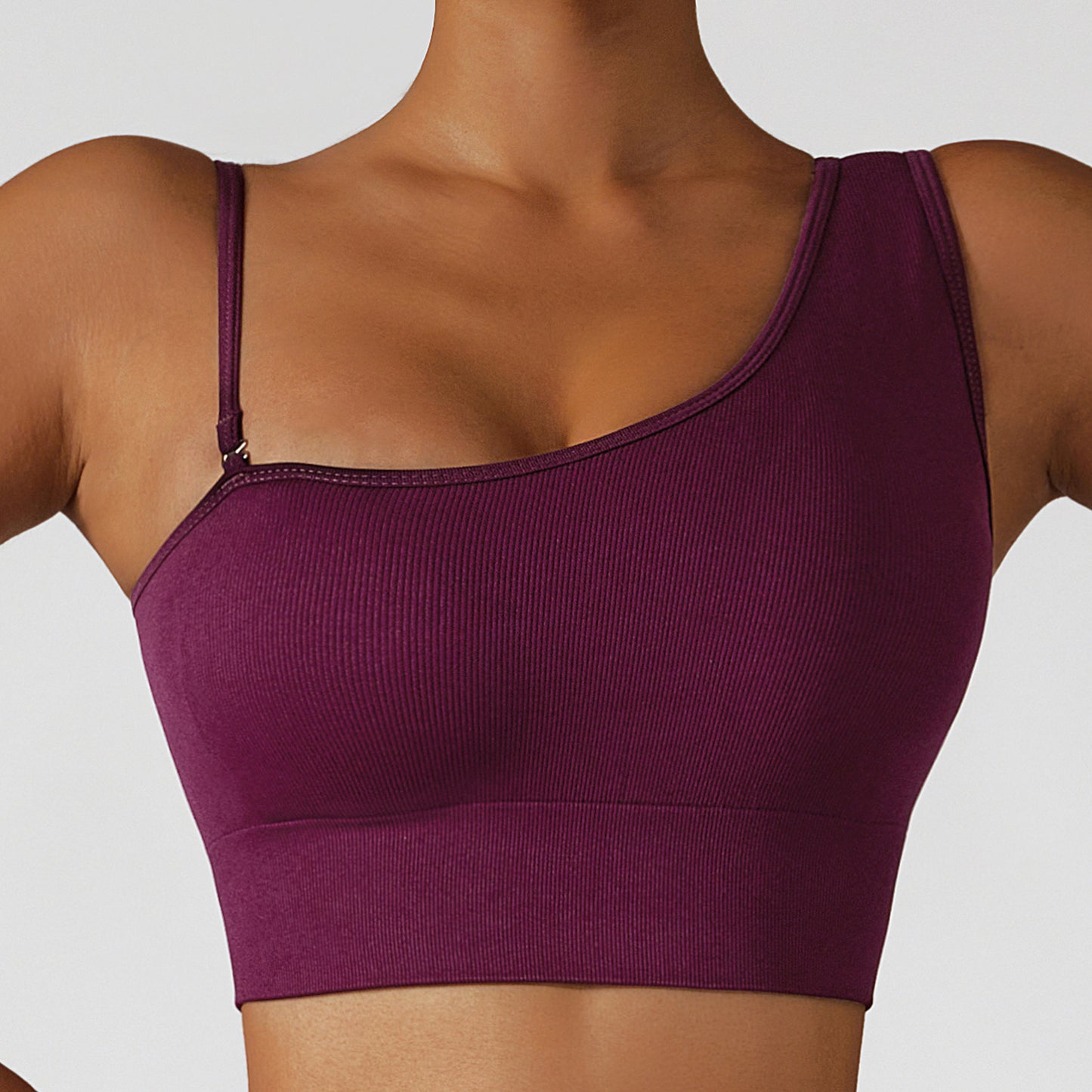 Sexy Sloping Shoulder Yoga Clothes Top With Irregular Movement