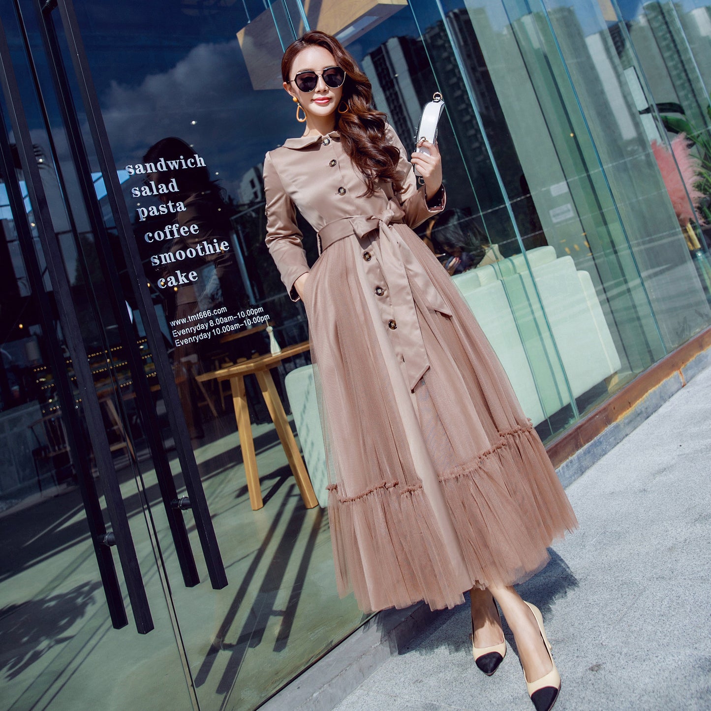 Retro Long Dress Minimalist Slim Fit Coat