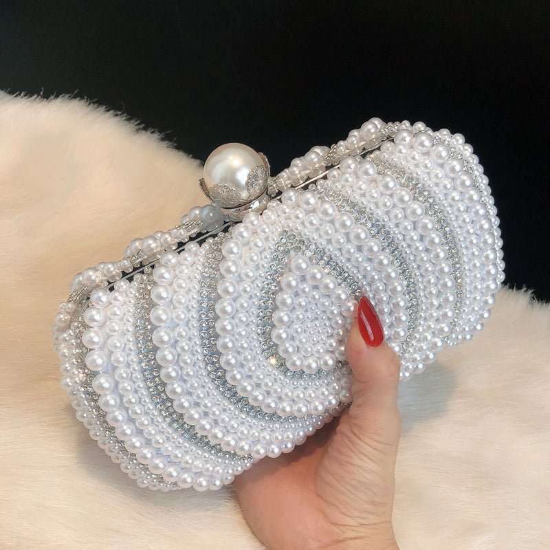 Fashion Retro Women's Rhinestone Pearl Handbag