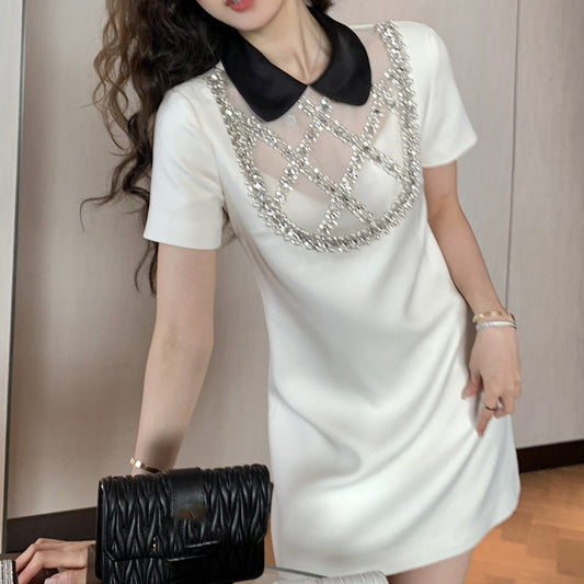 Women's Fashion Mesh Pearl Dress