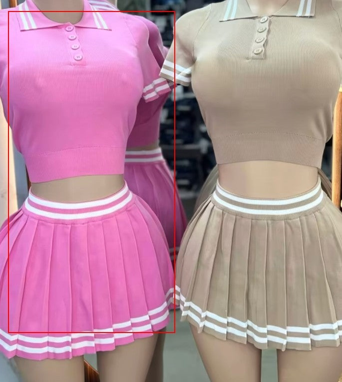 Trendy golf Tops Pleated Skirt Two-piece Set