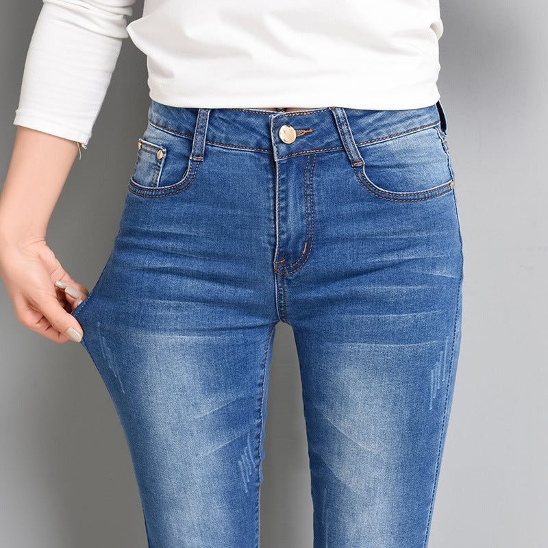 Slim Fit Elastic Straight Jeans