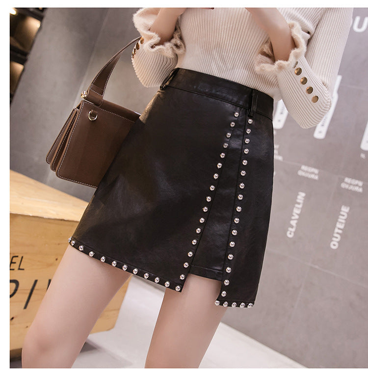 Sexy Women's Mini Skirt With Beaded Irregular Skirt