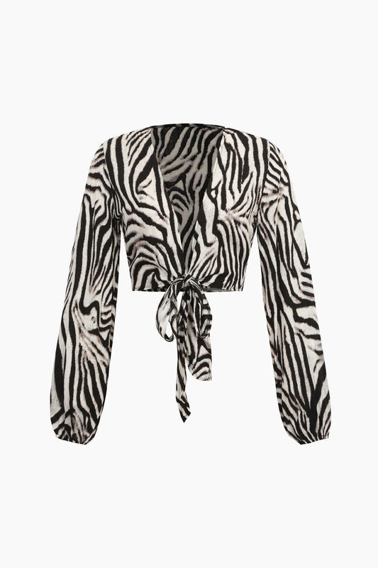 The New Zebra Striped Knot V -neck Top