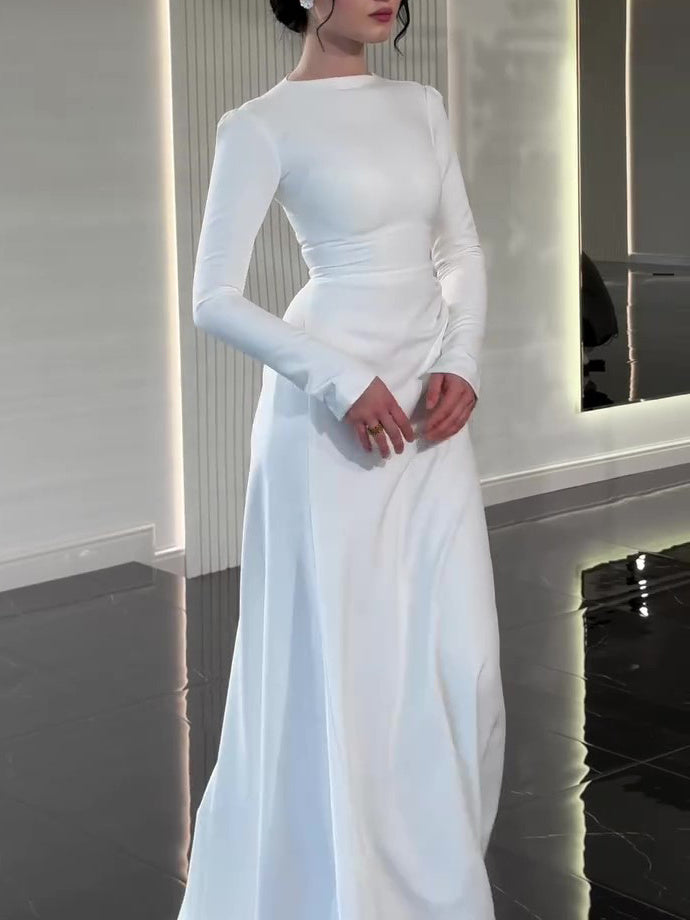 White Long Sleeve Maxi Dress