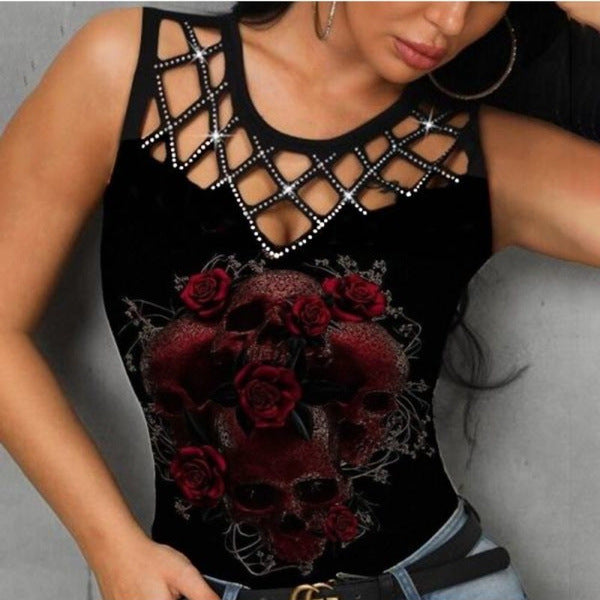 Women's Fashion 3D Rose Hollow Vest Top