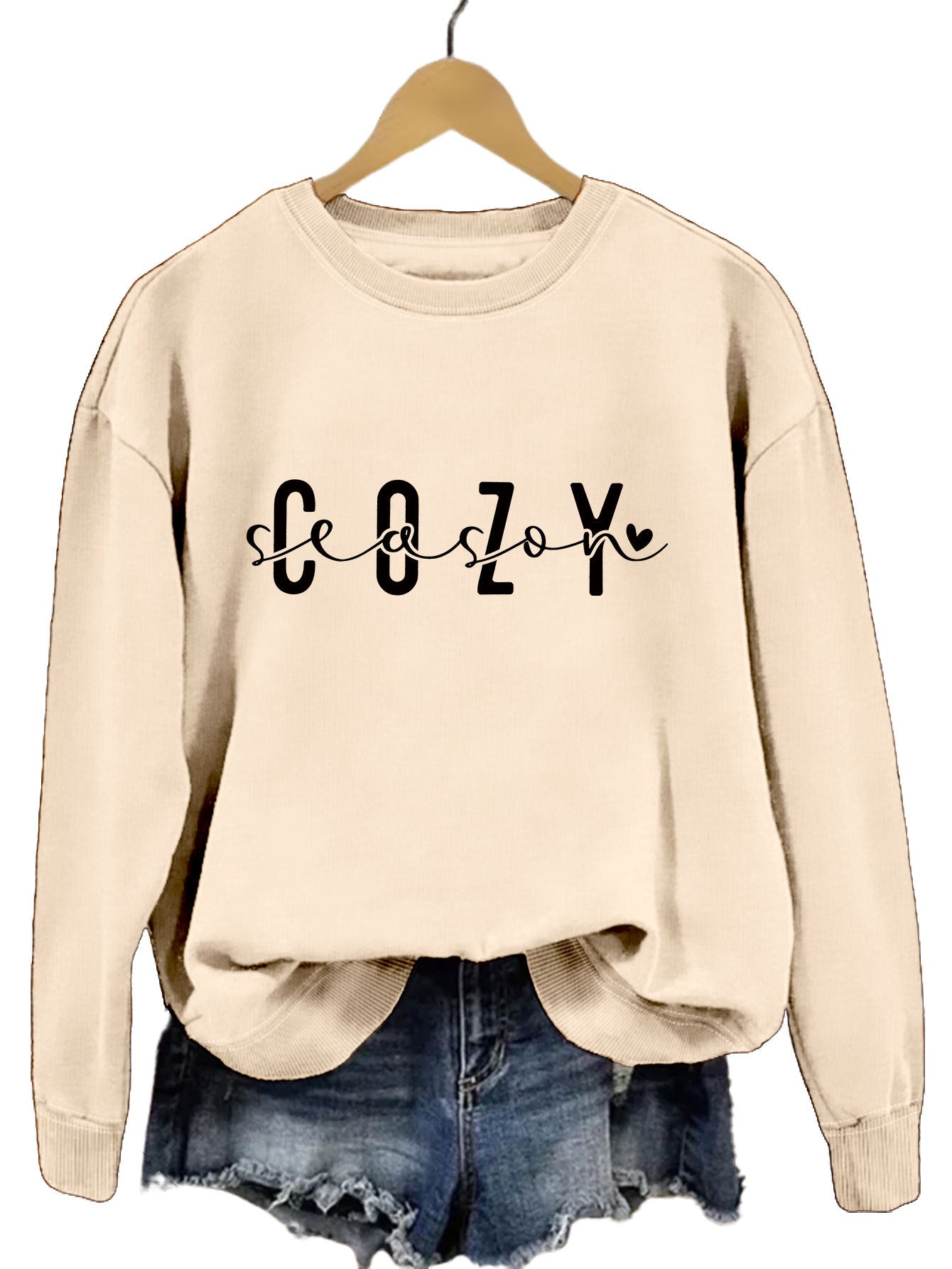 Fashion Printed Cozy Season Autumn Crew Neck Long Sleeve All-match Loose Sweater