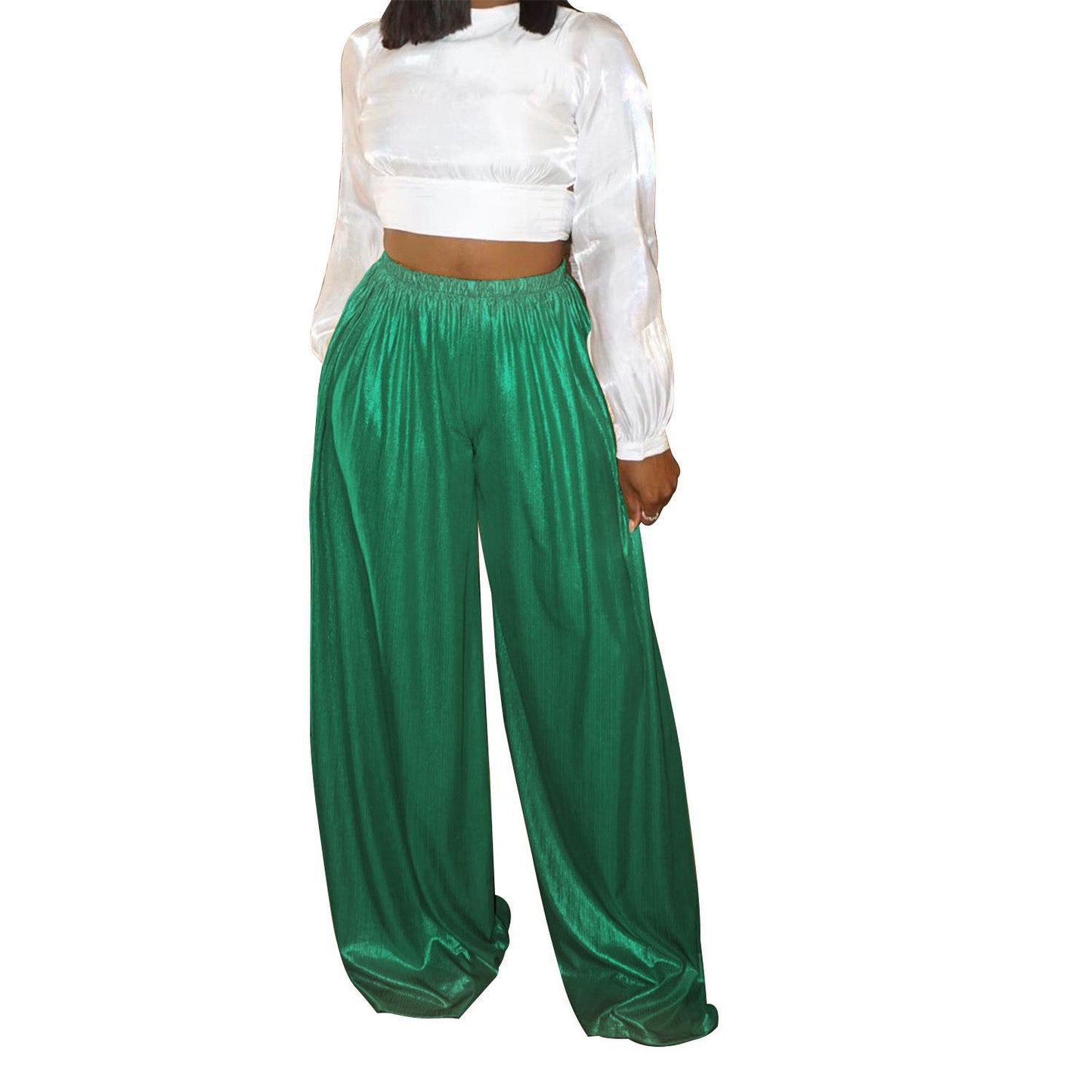 Casual Bronzing Wide-leg Pants Women's Trousers