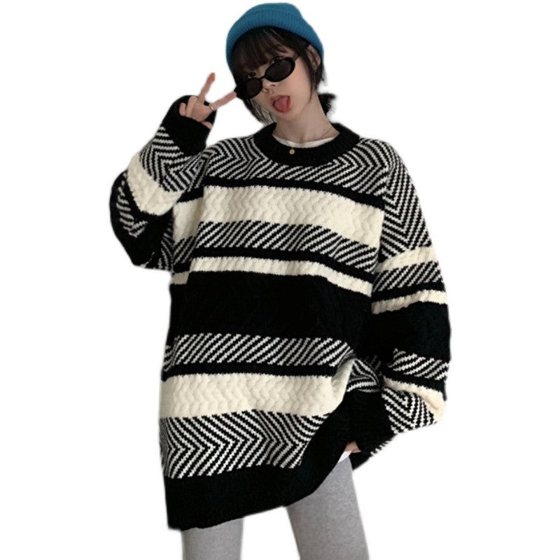 Striped Sweater Women's Loose Pullover