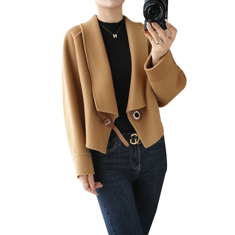 Female Hepburn Style Double-sided Wool Overcoat