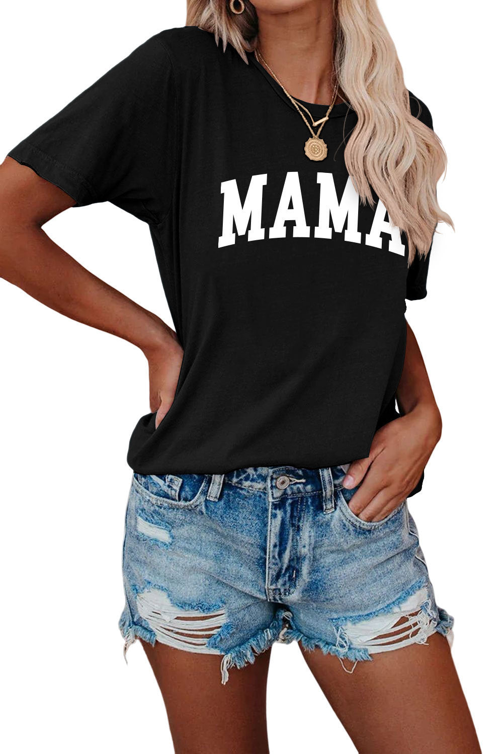 Women's Letter Crew Neck Simple Casual Women's Comfortable Short Sleeve